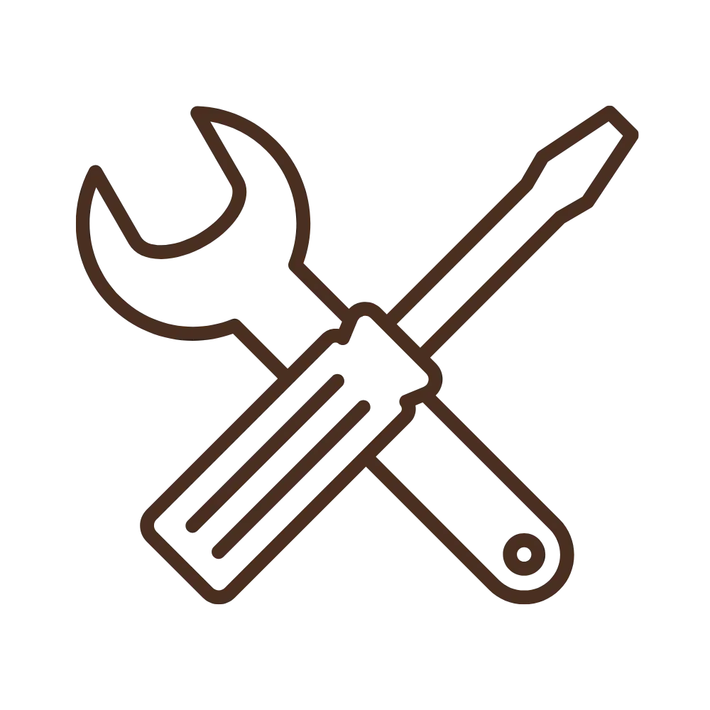 Wrench and screwdriver icon representing technical building maintenance and repair services.